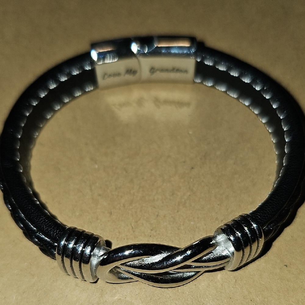Silver and Black Braided Bracelet